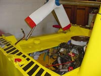 Main drive fan, and its location over the engine